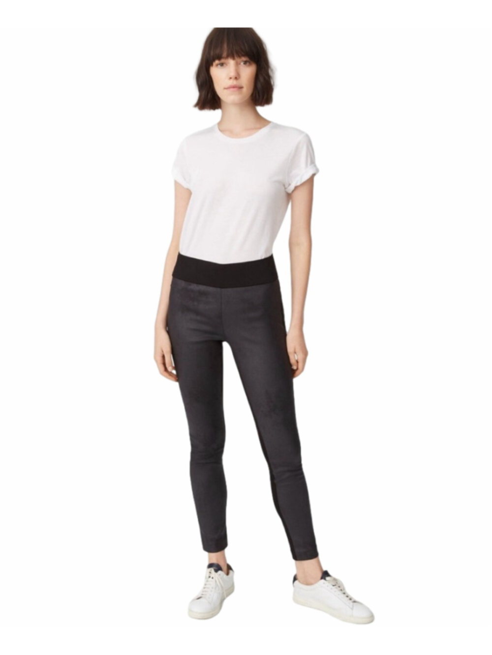 Club Monaco Black Faux Suede Panel Leggings Size 6